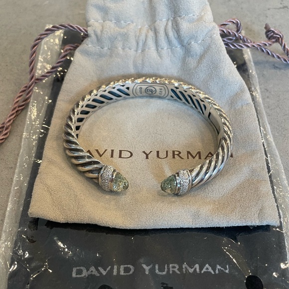 David Yurman Diamond and Prasiolite Waverly Cable Bracelet - Picture 3 of 5